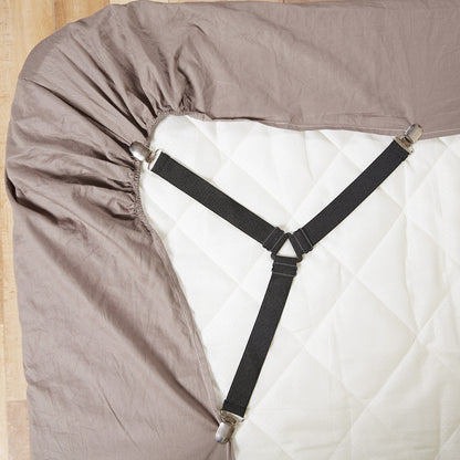 （四件) 升级款可调节床单固定器/床单扣(黑色) 防止床单松脱三角形床单紧固夹床品套装