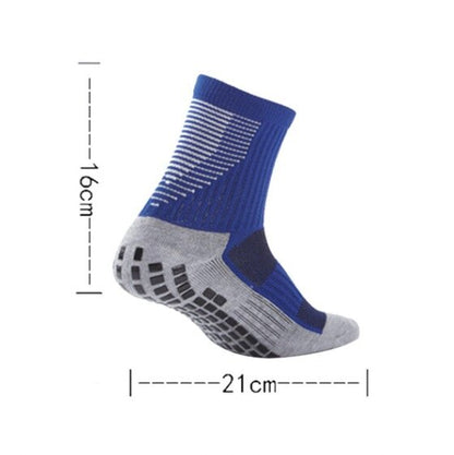 藍色 條紋防滑足球襪 男足球襪訓練短襪 籃球襪 羽毛球襪 毛巾襪子 中筒運動襪子 男裝運動襪