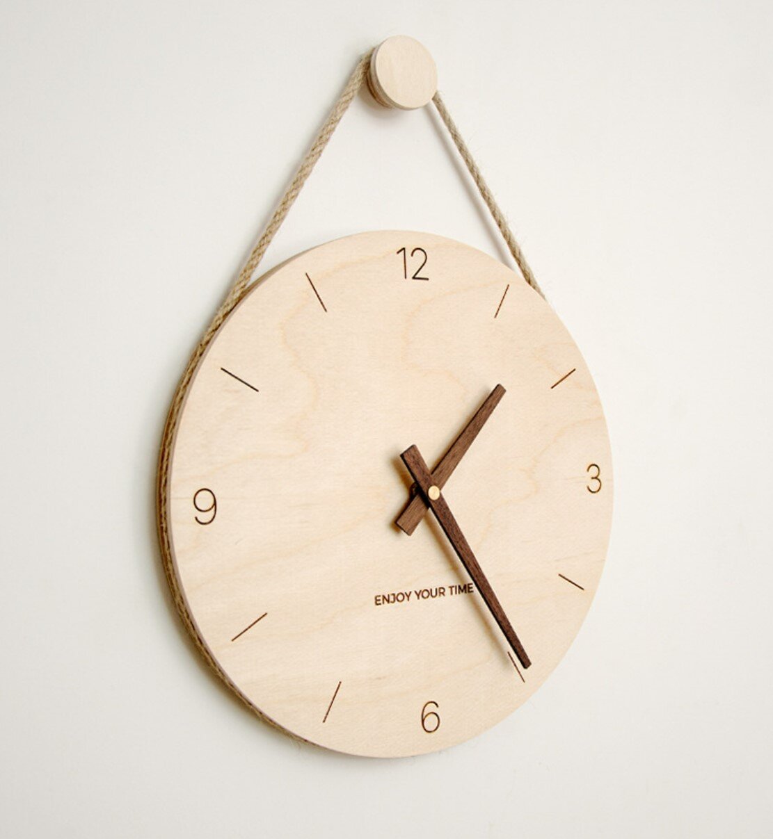 Wooden hanging rope creative wall clock Nordic Japanese style hot-selling clock home living room clock decoration Wall Clock