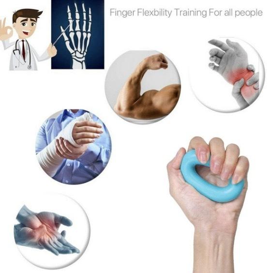 蓝色矽胶握力圈运动健身握力训练器手力重量训练矽胶握力圈O型椭圆形握力器套装手指复健握力环训练辅助用品