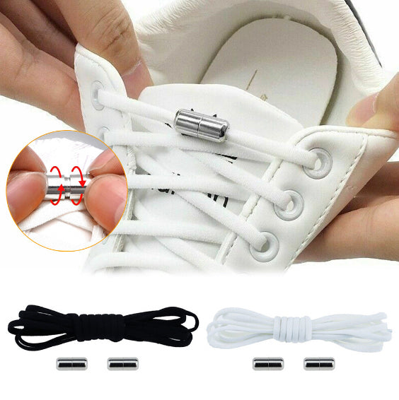 White semi-circular straps, no ties, no ties, elastic elastic lazy shoelaces, metal capsule shoe buckles, alloy capsule buckles