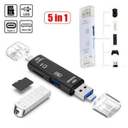 Black 5-in-1 OTG card reader USB 2.0 Type-c card reader mobile phone adapter multi-function card reader