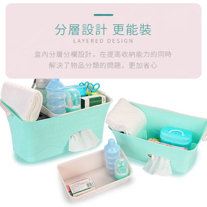 Baby bedside hanging storage box 18L large capacity healthy PP material layered storage baby supplies storage box bottle diaper tissue organizer box green storage box