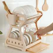 Upgraded Japanese-style double-layer dish drying rack/storage rack, kitchen organizer, household multi-layer bowl cabinet storage rack