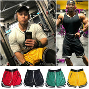Medium size black summer thin mesh sports shorts basketball shorts men's fitness running training breathable fitness five-point pants