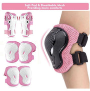 Children's protective gear set (set of six pieces), adjustable knee pads and elbow pads and wrist pads, suitable for outdoor sports such as cycling, roller skating, skateboarding, scooting, etc. Knee pads