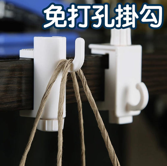 日本可调节免打孔挂勾挂衣架强力收纳电线2个一套黏贴挂钩