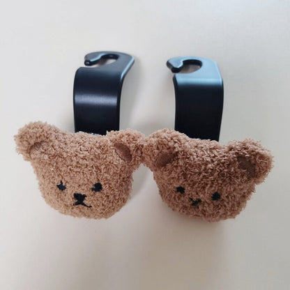 2 Korean cartoon bear hooks, car seat back multi-functional storage hooks, car plastic adhesive hooks