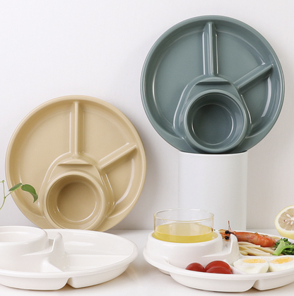 Japanese-made plastic grill plate, divided plate, student and children's dinner plate, baby's dinner plate and pot set