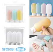 [3-piece set] Colorful dispensing bottles, cosmetic hose bottles, 60ml travel dispensing bottles, flocked lotion bottles, squeeze shampoo bottles, flip-top bottles, dispensing containers, spray bottles