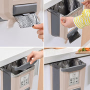 Wall-mounted Foldable Household Trash Can - Brown