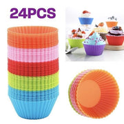 [24-pack] Random color random muffin cup round cake cup silicone mold silicone pudding cake mold egg tart mold