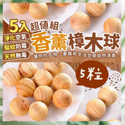 5-Piece Camphor Wood Balls - Natural Deodorizer, Moisture Absorber, Mosquito Repellent, Insect Repellent, Mildew Preventer (5-Piece Set)