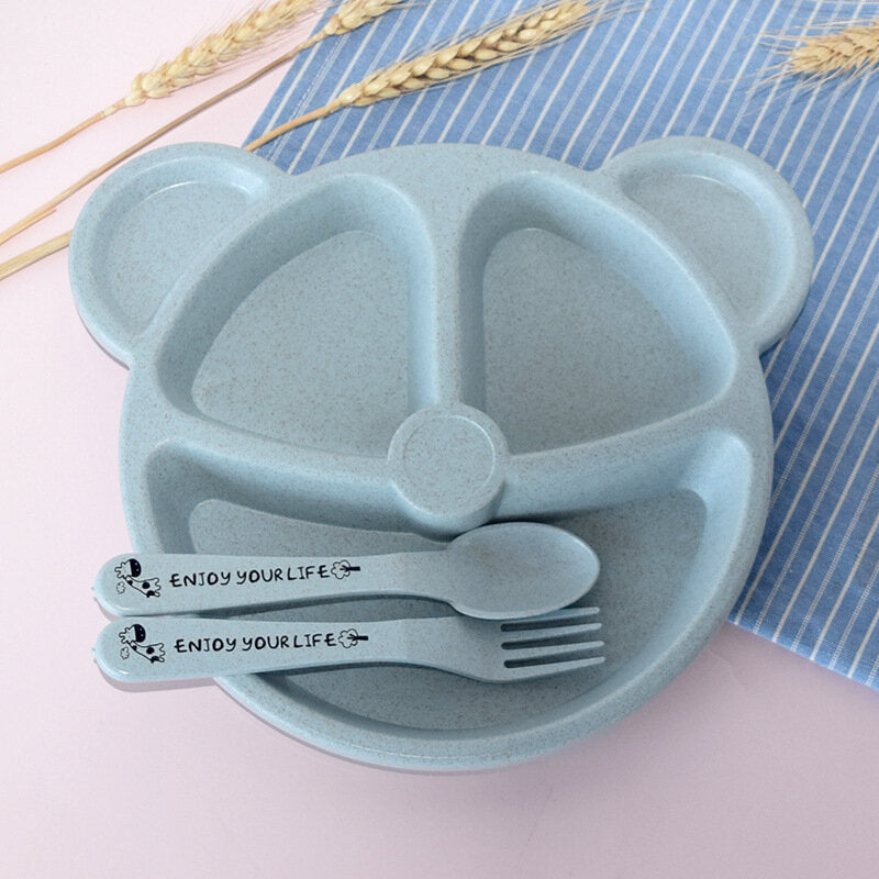 Wheat straw cartoon children's divided plate kindergarten student tableware plate set children's dishes