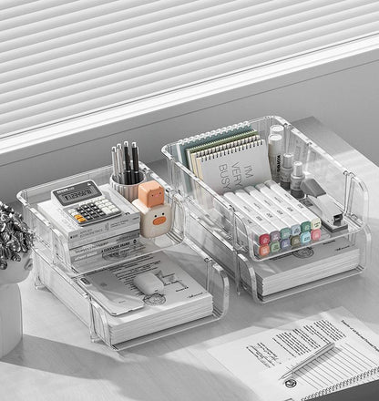 A4 transparent desktop storage box dormitory file plastic storage shelf multi-layer desktop bedroom storage rack