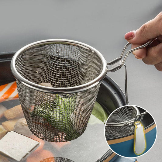 Stainless steel hot pot filter basket pot side hanging ingredient dividing basket hot pot fishing net colander dividing net filter side stove