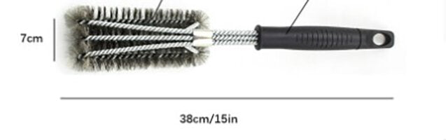 15-inch three-head bbq stove brush barbecue brush three-head wire oven grill cleaning brush practical barbecue tool shovel
