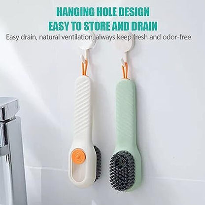 Japanese soap pump cleaning brush (2 pieces) multi-functional liquid-added foaming shoe brush household shoe cleaning tool push-type cleaning brush soft-bristled clothes washing brush does not damage shoes or clothes artifact (one green + white each)