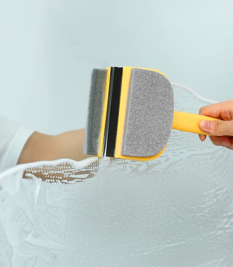 Double-sided brush head glass mirror car front glass scraper cleaning brush two-in-one glass wiper multi-purpose wiper scouring pad sponge wiper car supplies cleaning supplies wiper brush