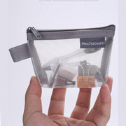 Simple nylon three-dimensional triangle mesh coin purse large capacity key bag transparent storage bag gray-12×8×3cm ordinary storage bag