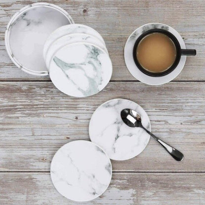 White marble coaster double-sided leather anti-scalding coffee beer tea coaster coaster