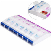 Medicine storage box 14-grid seven-day medicine box push-type medicine box one-week medicine box double row medicine box classification portable medicine box travel medicine storage box medicine box
