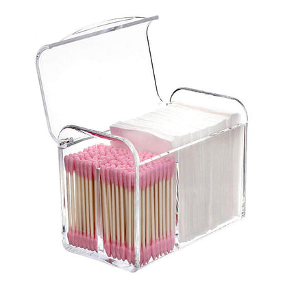 水晶高檔棉簽盒翻蓋化妝棉盒子化妝品口紅收納盒卸妝棉收納盒 儲物盒