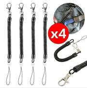 [Pack of 4] Metal keychain spring rope black plastic elastic rope telescopic rope mobile phone key anti-lost hanging buckle keychain