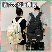 Buy a big and get a small Korean version of the couple's large backpack, men's and women's backpacks, computer bags, large-capacity school bags, backpacks, mother bags, travel bags (black/get a small bag)
