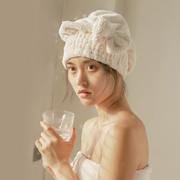 Korean coral velvet pineapple grid dry hair cap dry hair towel shower cap absorbent turban quick-drying bag head towel absorbent hood rope washable turban shower cap
