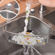 Triangular Stainless Steel Sink Strainer Basket, Multi-functional Kitchen Residue Filter, Storage Drain Basket, Vegetable Washing Basket