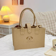 Simple and portable felt tote bag [Puppy]
