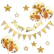 套裝 生日派對閃片氣球佈置套裝  Happy Birthday 【金色閃片】staycation