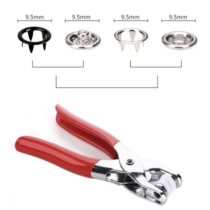 [200-piece set] Multi-color five-claw buckle installation clamp, mother-in-law buckle, colorful five-claw buckle, baby clothes concealed buckle, anti-leak buckle, invisible mother-in-law buckle, no seam concealed buckle, hand pressure clamp set pliers