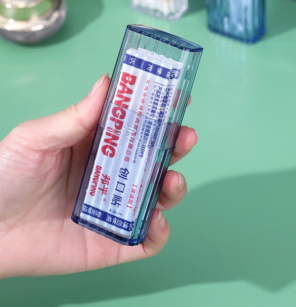 旅行便攜式透明小物件收納盒棉簽創可貼牙簽分類整理盒防塵置物盒 透明白 2個一套 儲物盒