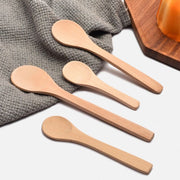 Unpainted wooden spoon household small honey spoon engraved lotus wood spoon creative dessert seasoning jam small wooden spoon lotus wood spoon 13*3cm