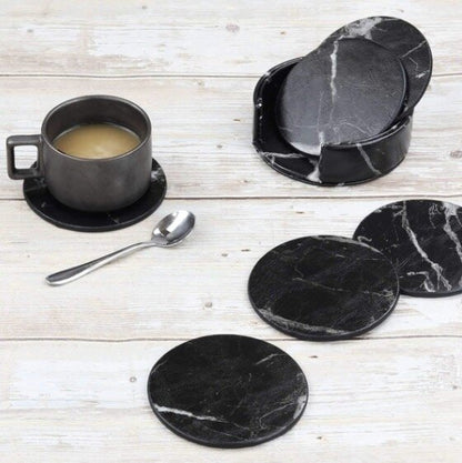 White marble coaster double-sided leather anti-scalding coffee beer tea coaster coaster