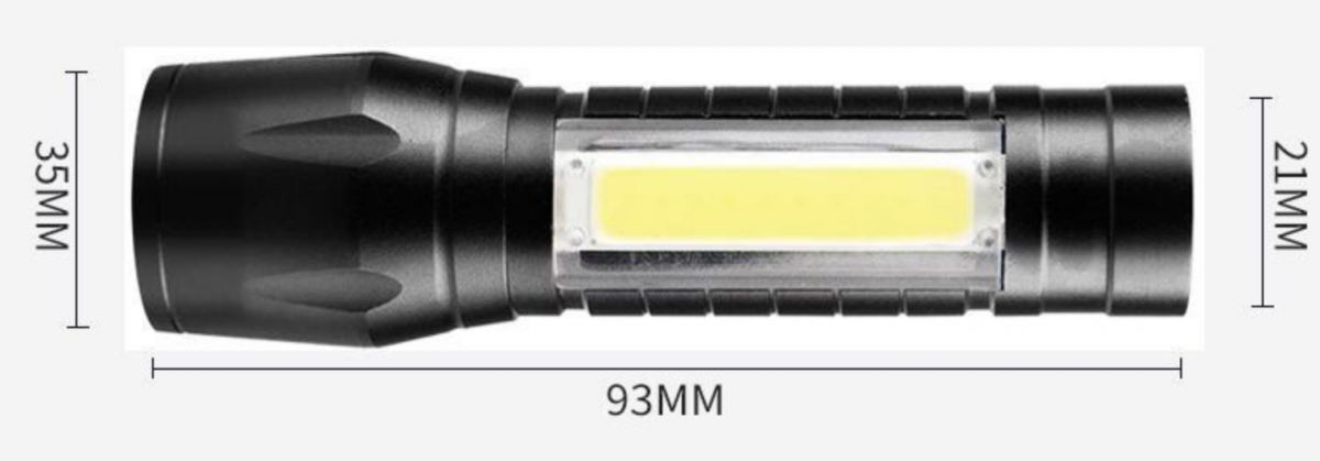 Household mini flashlight ultra-light adjustable focus LED flashlight USB rechargeable with COB side light CSZM-7100 flashlight