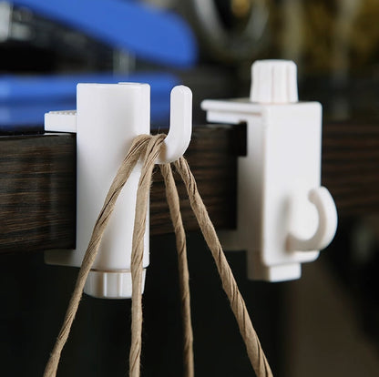 日本可調節免打孔掛勾 掛衣架強力 收納電線 2個一套 黏貼掛鉤