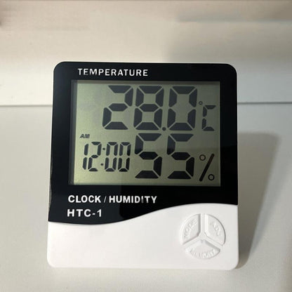 HTC-1溫濕度計 大屏數顯室內家用電子鬧鐘溫度計 電子鐘
