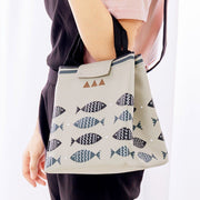 Oxford cloth portable lunch bag small fish insulation bag outdoor picnic insulation bag cold portable ice bag beige