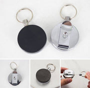 1 Pack Heavy Duty Metal Chain Retractable Pull Key Ring with Clip ID Card Holder