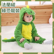 Flannel Green Dinosaur Costume Children's Jumpsuit Cartoon Shape Children's Clothing Hooded Zipper Romper Flannel Animal Shape Jumpsuit (Stegosaurus/90)