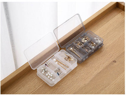 Japanese double-layer jewelry storage box plastic partition jewelry organization small box square portable storage transparent storage box