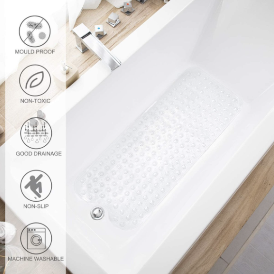 浴室防滑垫高级防滑浴室垫40*100cm 鹅卵石形浴缸防滑垫200个吸盘，可用洗衣机机清洗浴缸防滑垫