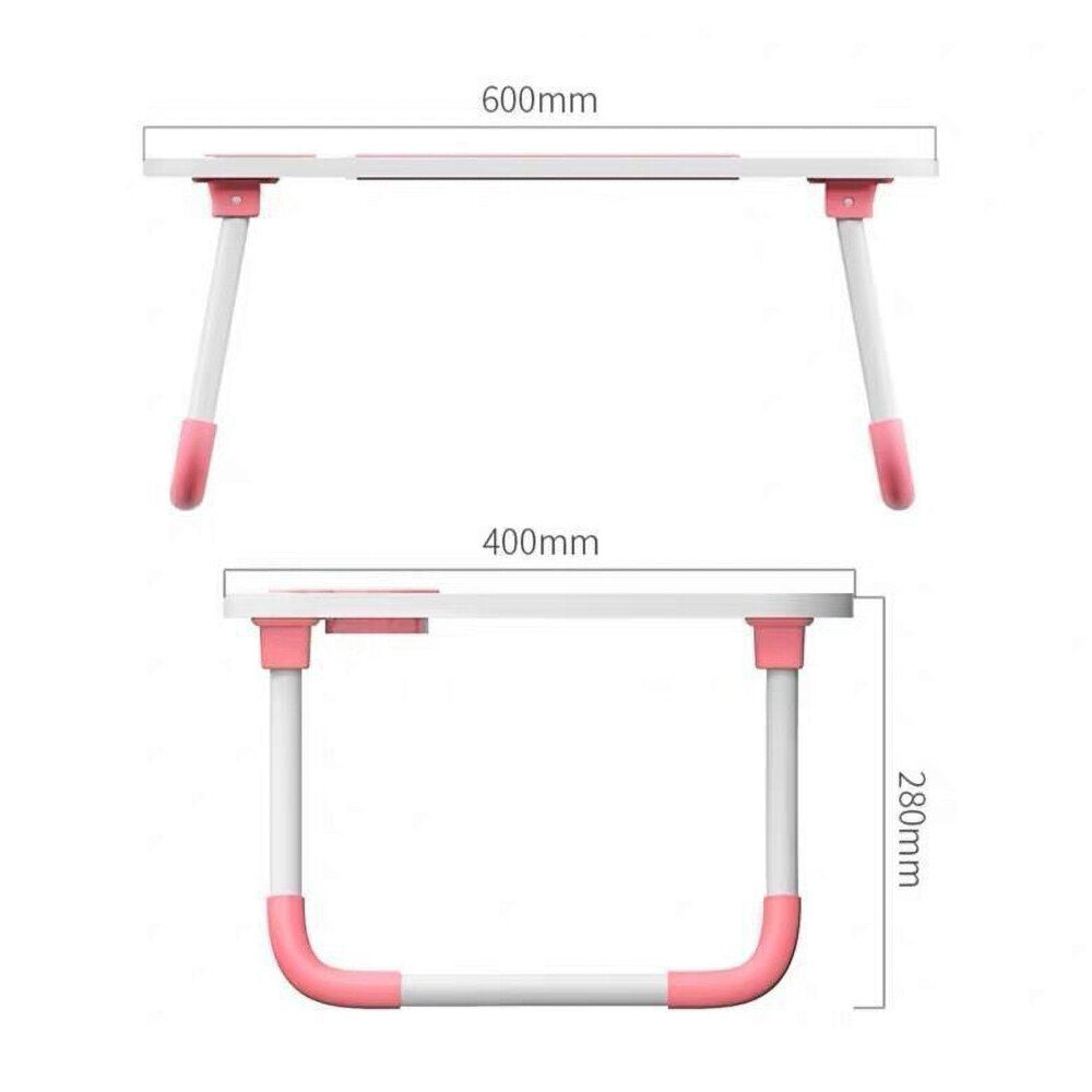 (60X40X28cm-Black) Foldable Computer Study Table Anti-slip Card Slot + Cup Slot + Handle + Drawer Table Monitor Shelf