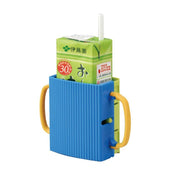 Paper-wrapped drink cup holder for baby and child, anti-squeeze and anti-spill retractable cup holder, boxed drink cup holder cover, milk anti-spill cup holder (adjustable width) blue