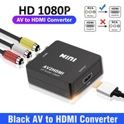 Black AV to HDMI HD video converter AV2 HDMI adapter cable 1080P converter