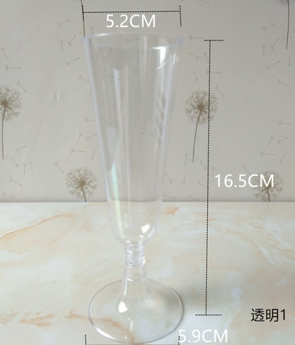 【6个装】一次性透明红酒杯高脚杯香槟杯鸡尾酒杯马丁尼酒杯Cocktail杯派对聚会布置野餐装饰杯子150ML一次性香槟杯高脚杯塑料试饮杯香槟杯鸡尾酒杯6支红酒杯