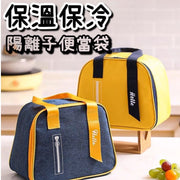 Thickened Aluminum Foil Cooler Bag, Thermal Lunch Bag, Picnic Bag, Portable Lunch Tote, Food Storage Bag (Blue-Green with Yellow Strap)